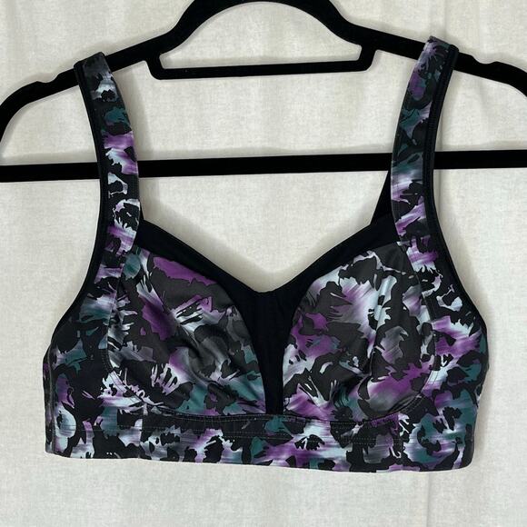 Lululemon Ta Ta Tamer Biggie Fleur Sombre Caspian Sport Bra Blue Black Size 36C - Picture 3 of 10